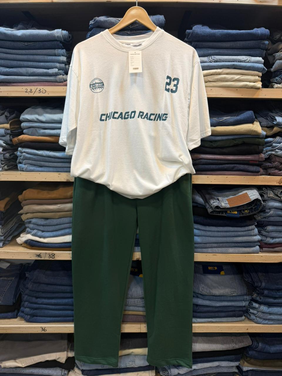 Baggy Cord Set – Off-White & Bottle Green