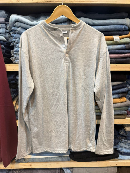 Henley Cotton Jersey Full Sleeve Heather Grey