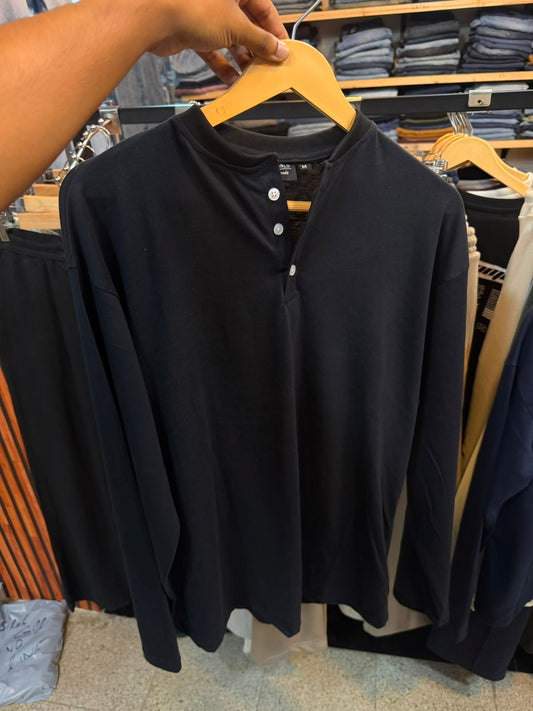Henley Tee – Jet Black