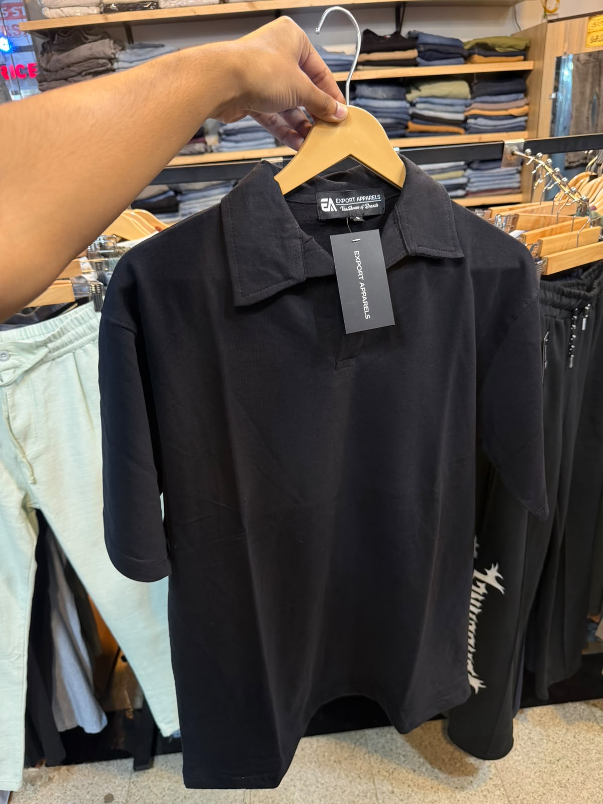 Cuban Collar Tee – Jet Black