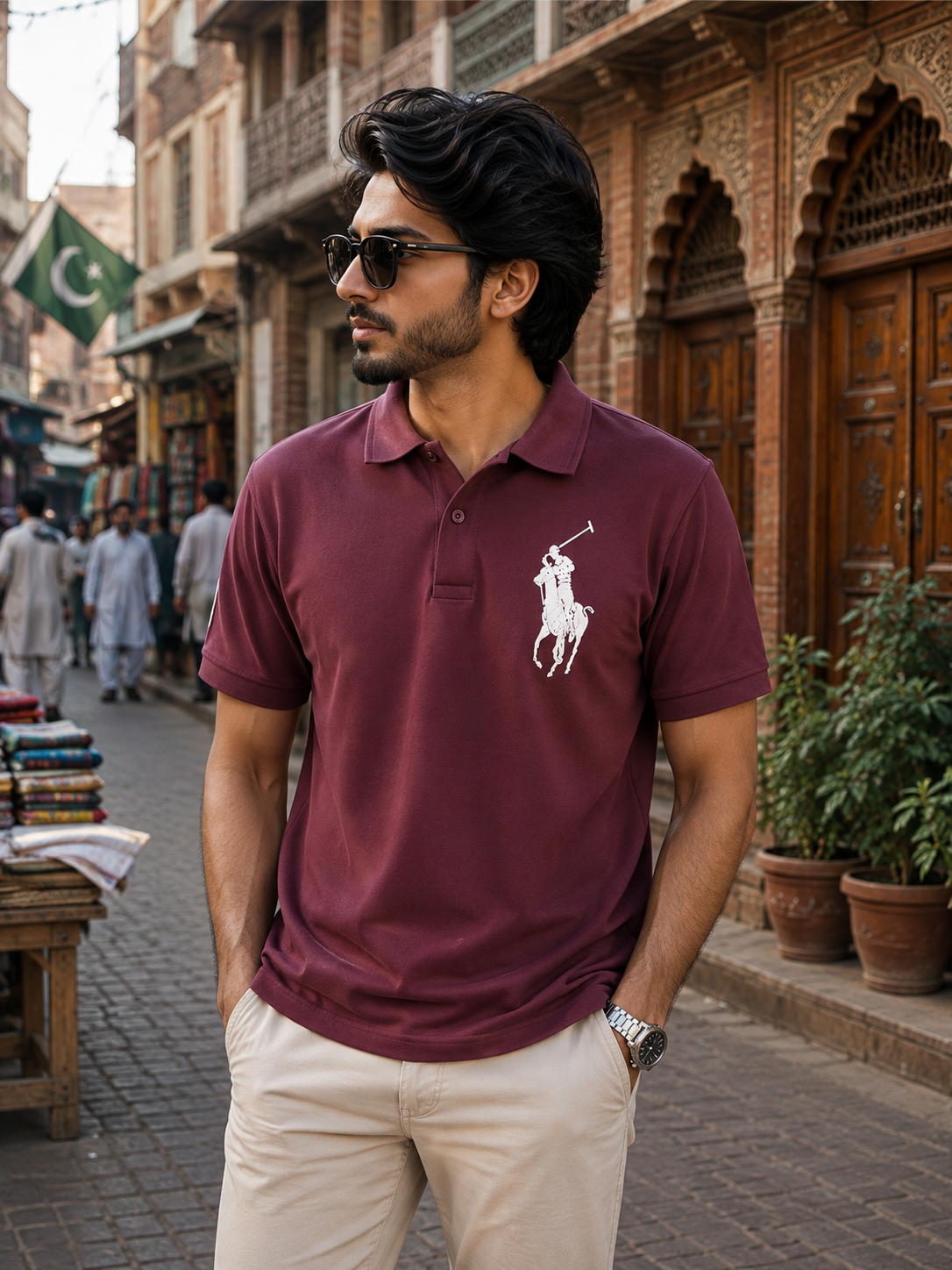 Premium Oversized Polo T-Shirt Maroon