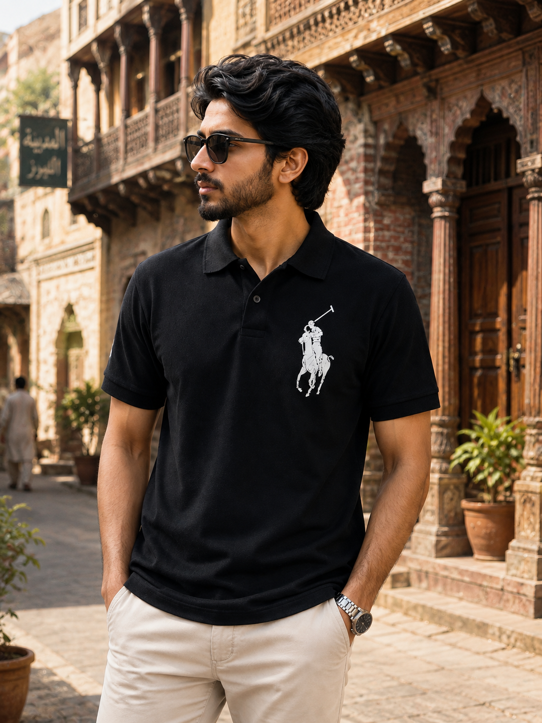 Premium Oversized Polo T-Shirt Black