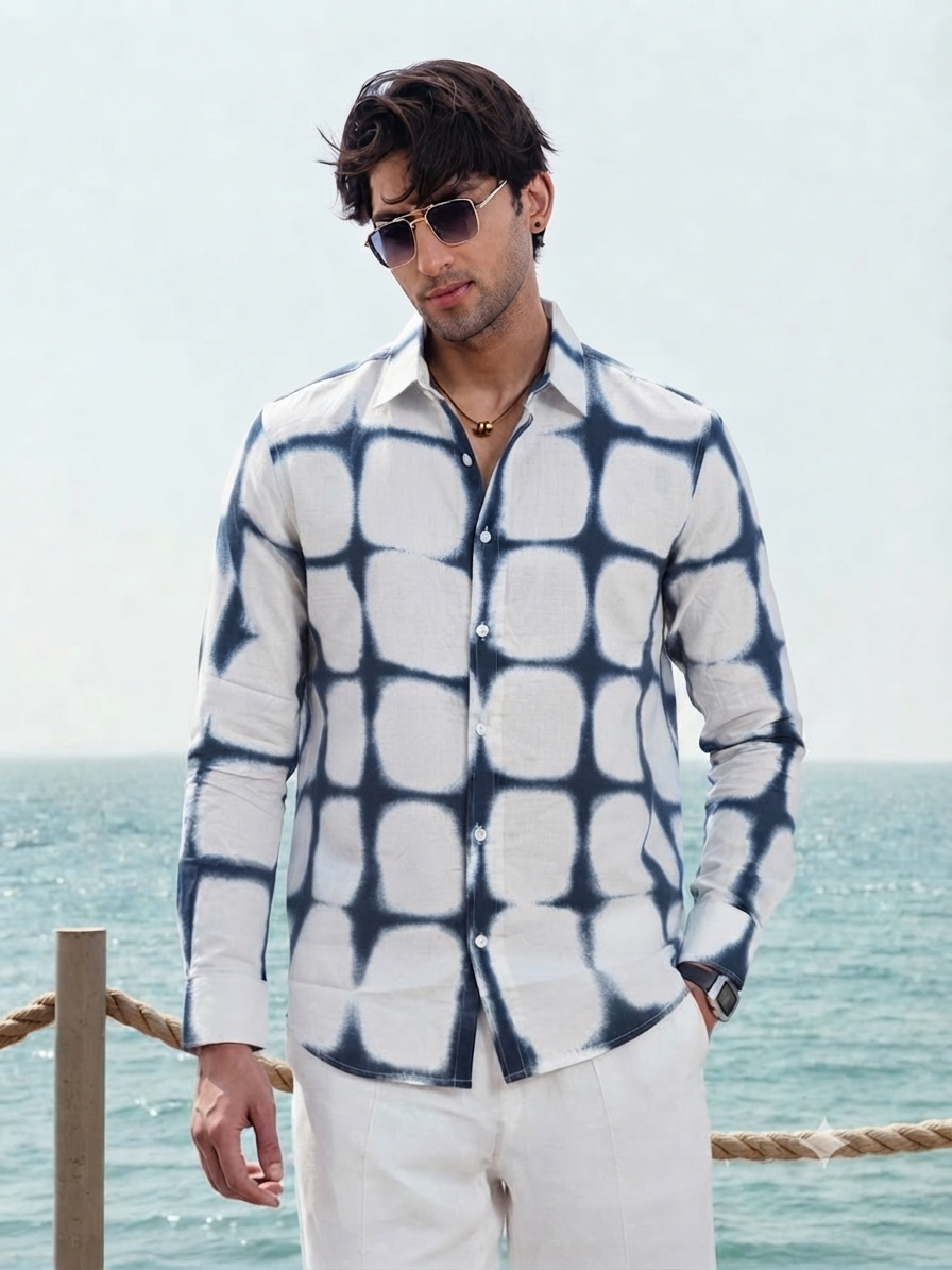Grid Tie-Dye Print
