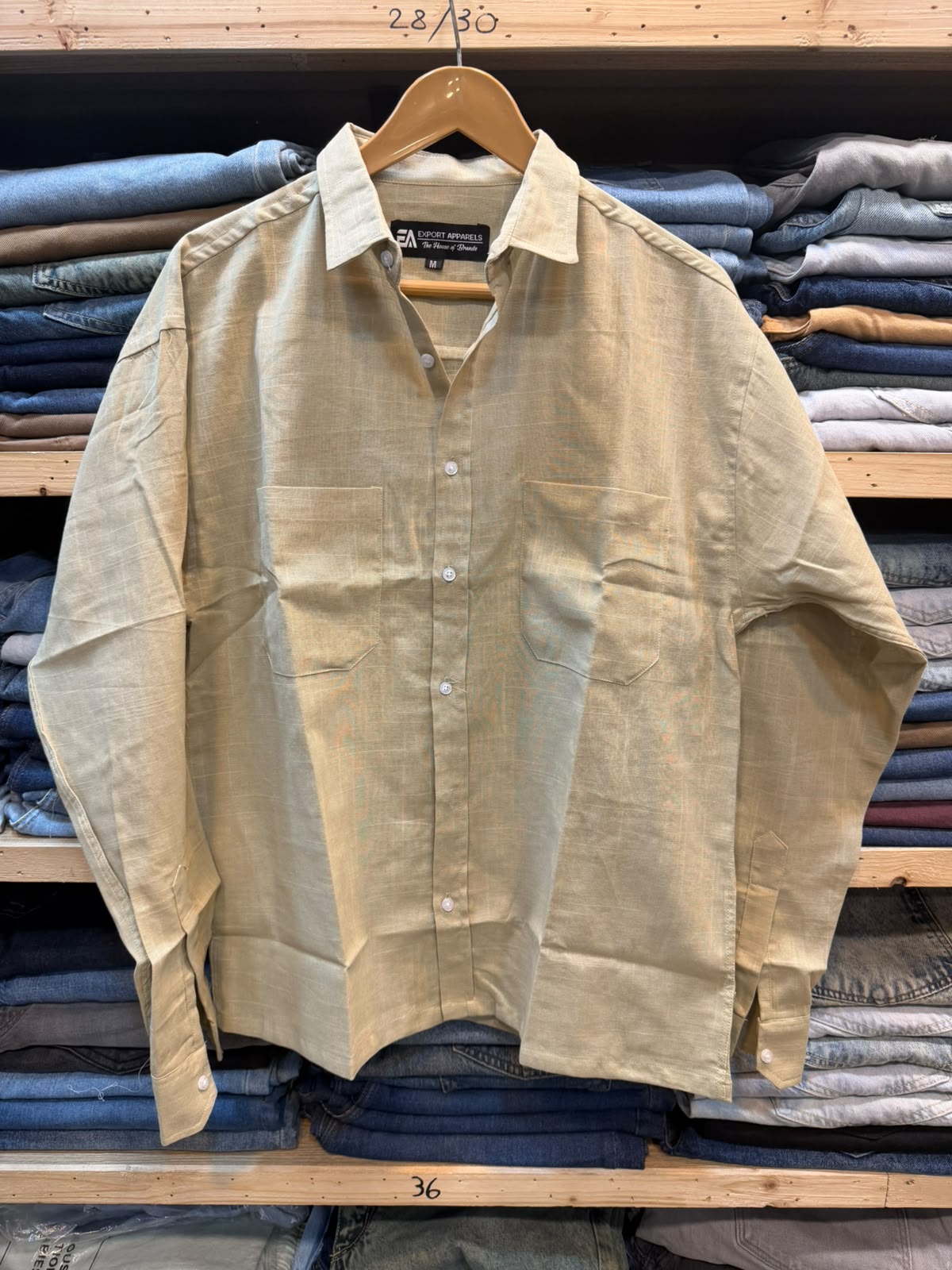 Irish Linen Oversized Crop Shirt – Khaki