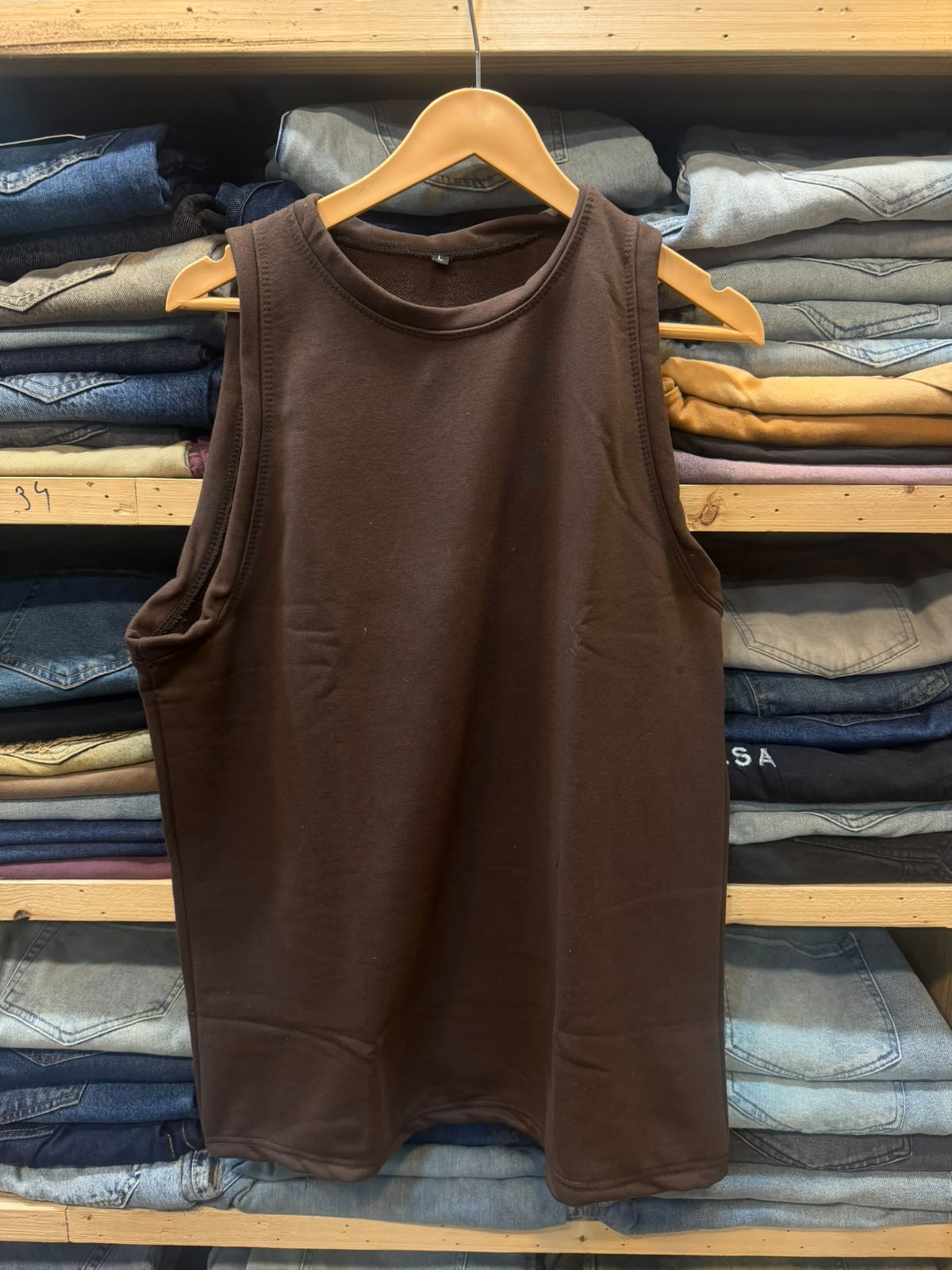 Men's Dark Brown Cotton Tank Top