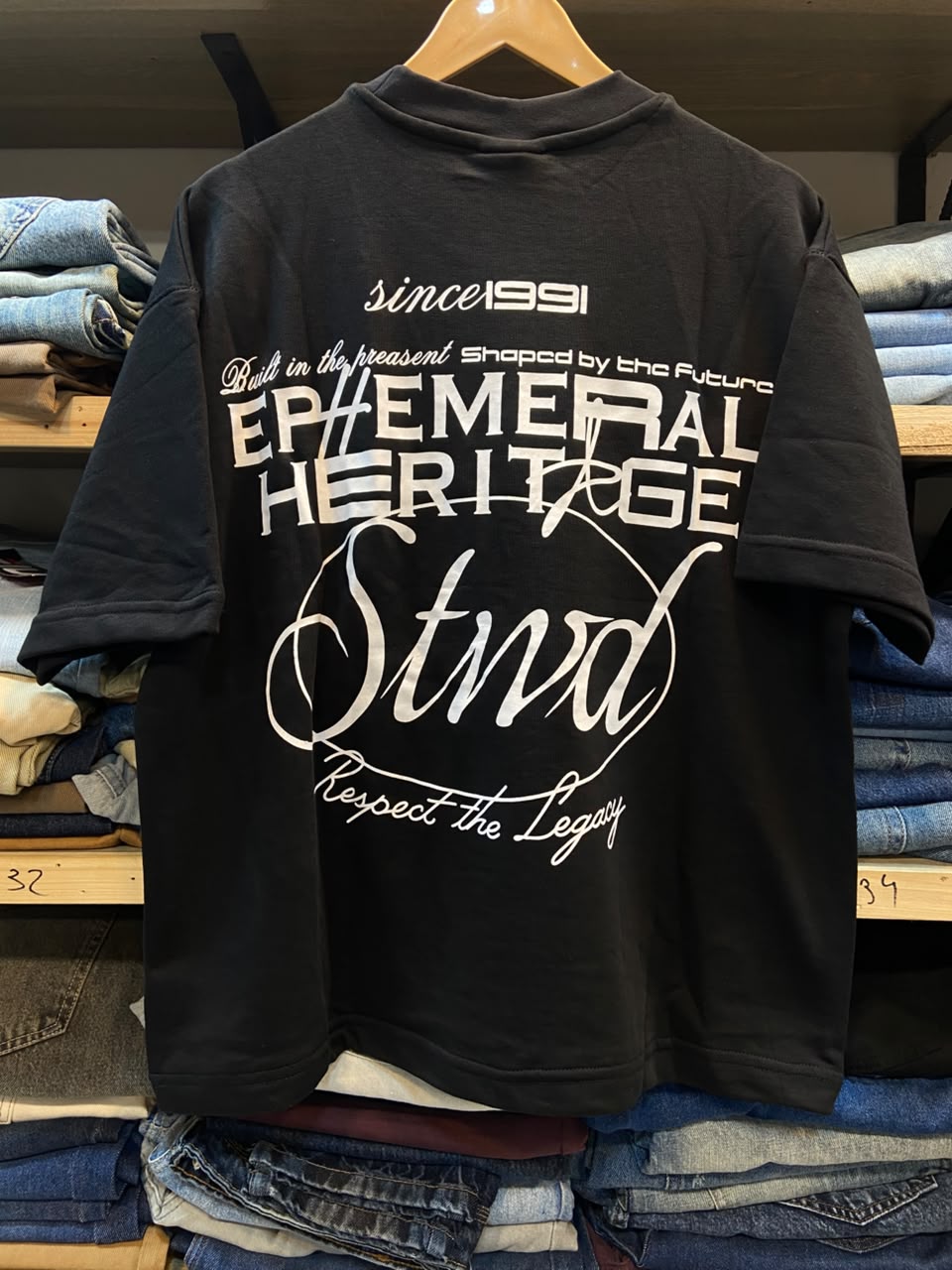Stwd Ephemeral Heritage Oversized Tee – Jet Black