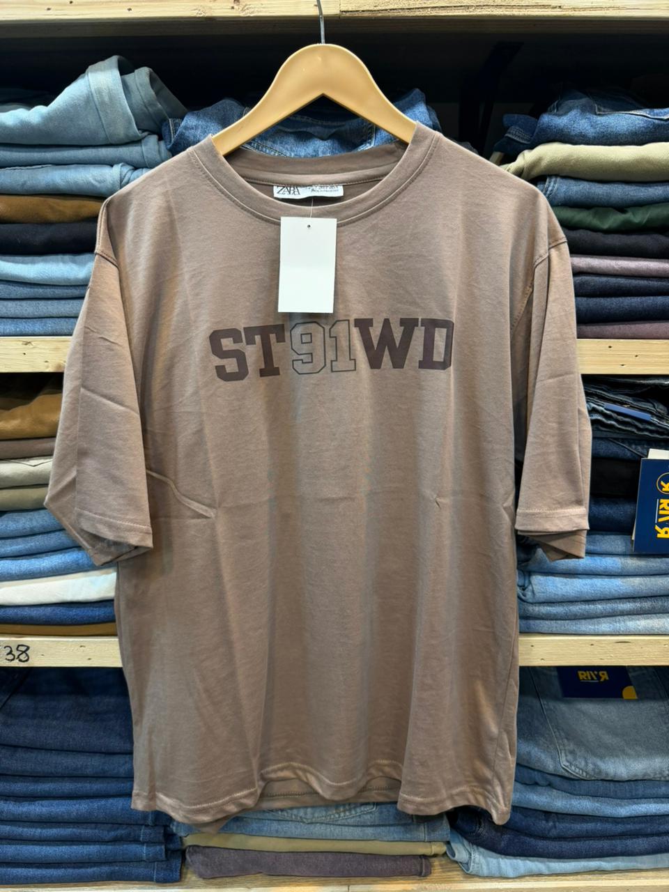 Round Neck Cotton Jersey Downshoulder Ash Gray