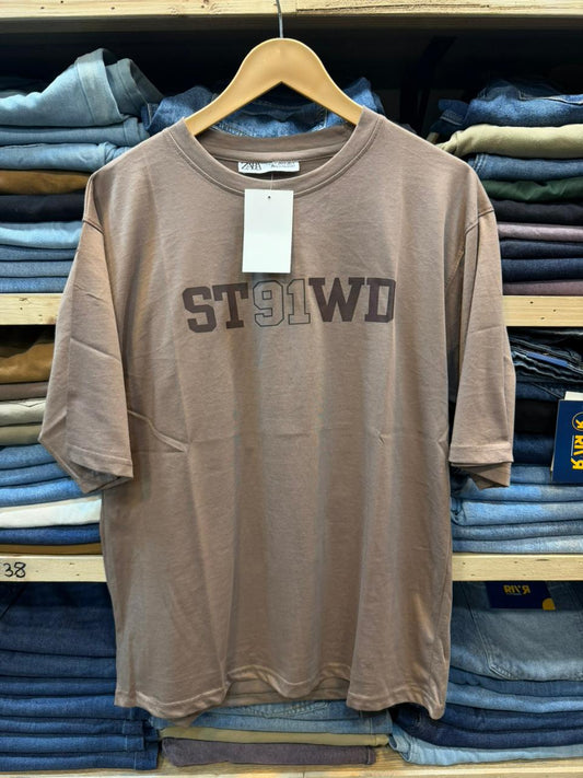 Round Neck Cotton Jersey Downshoulder Ash Gray