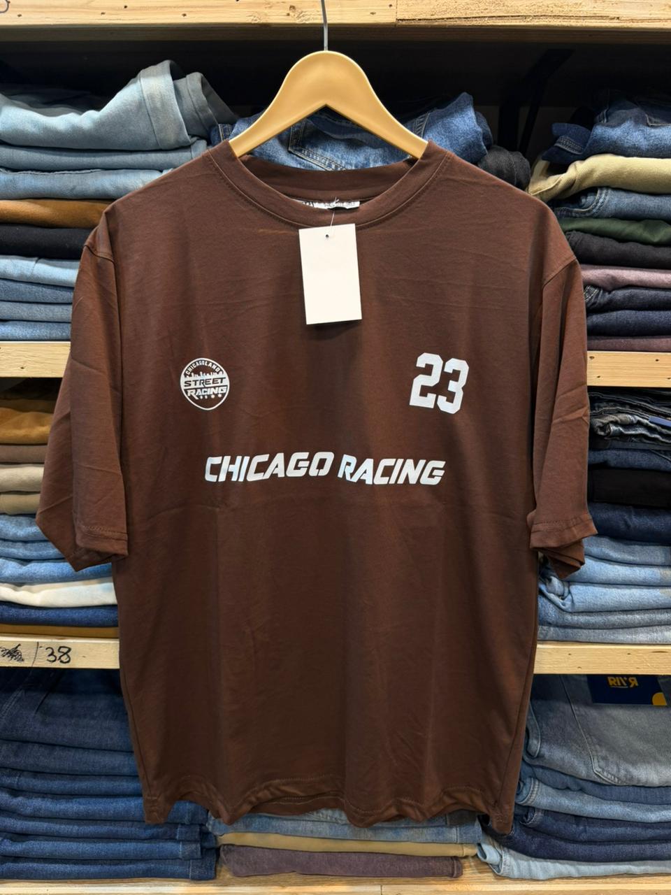 Round Neck Cotton Jersey Downshoulder Brown