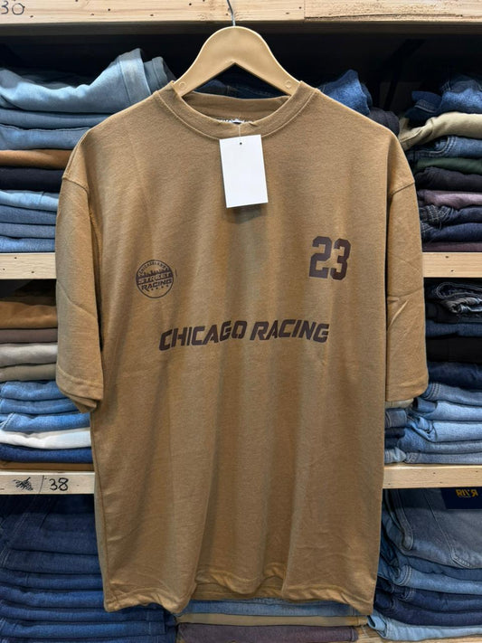 Round Neck Cotton Jersey Downshoulder Camel