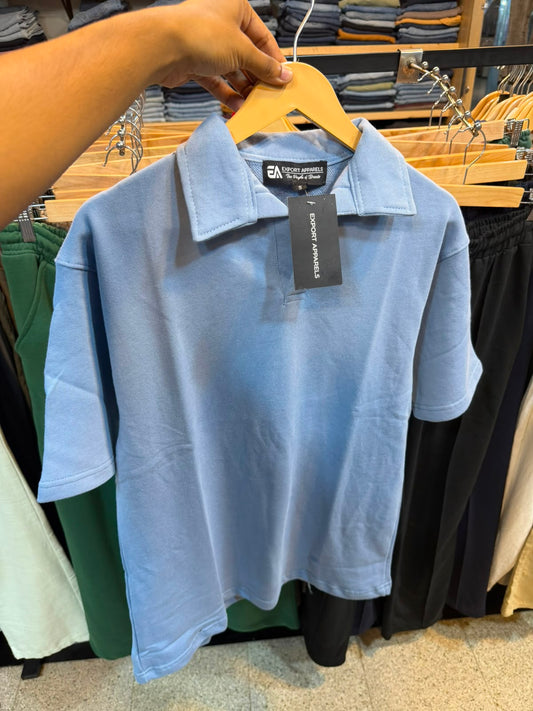 Cuban Collar Tee – Sky Blue
