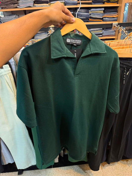 Cuban Collar Tee – Bottle Green