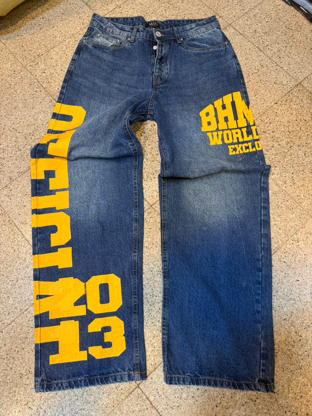 Calligraphic Baggy Denim Jeans – BHM Worldwide Print