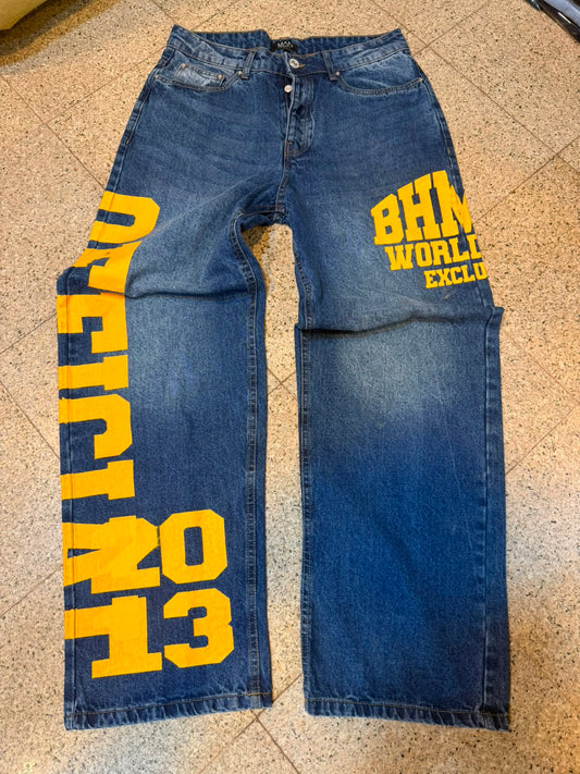 Calligraphic Baggy Denim Jeans – BHM Worldwide Print