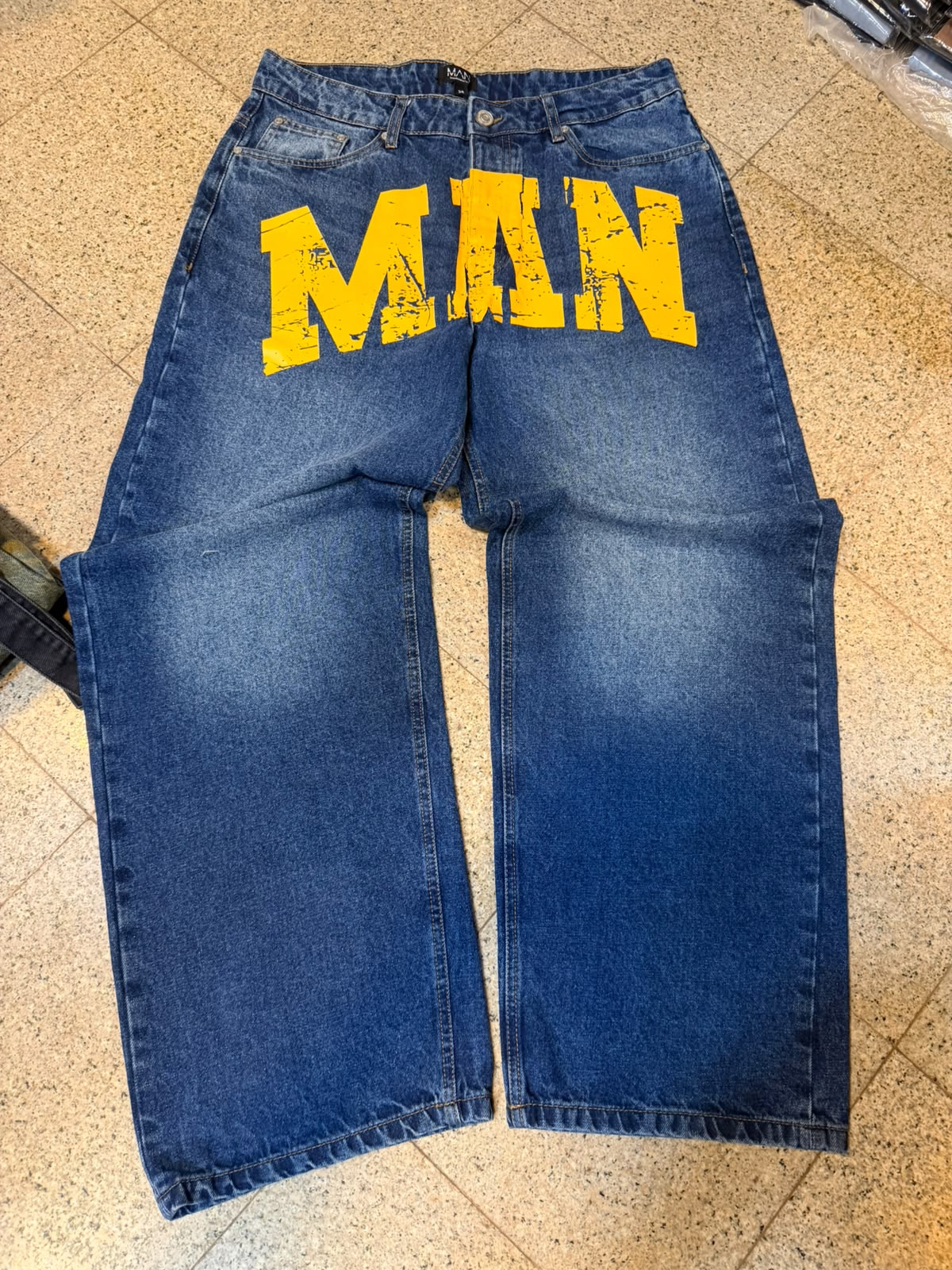 Calligraphic Baggy Denim Jeans – MAN Print