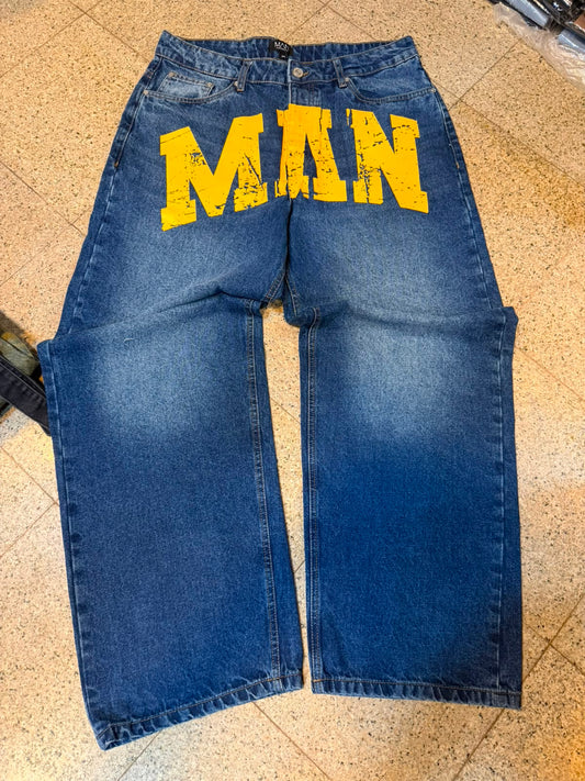 Calligraphic Baggy Denim Jeans – MAN Print