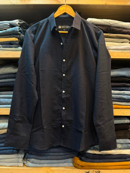Navy Blue Irish Linen Shirt