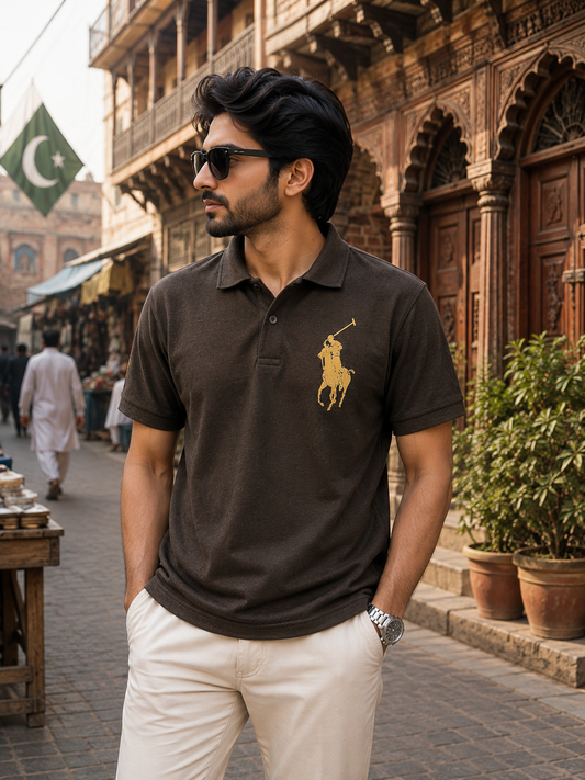 Premium Oversized Polo T-Shirt Brown