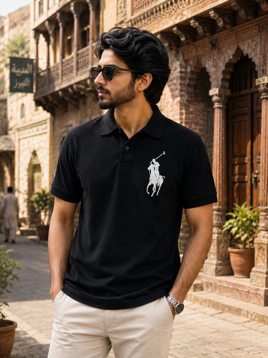 Premium Oversized Polo T-Shirt Black