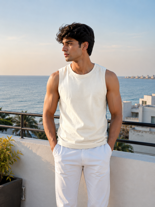 Men's Classic White Cotton Tank Top