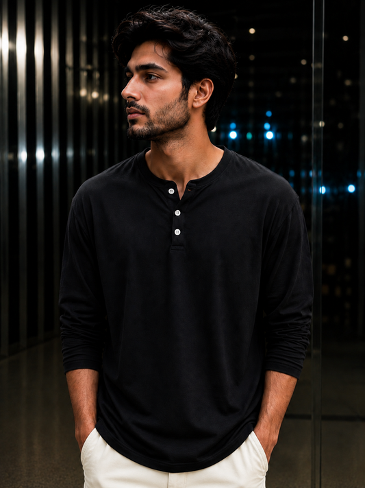 Henley Tee – Jet Black