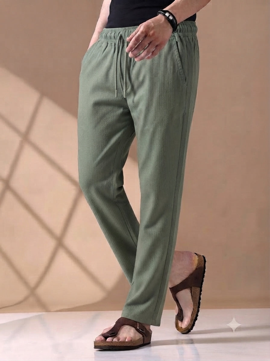 Irish Cotton Trouser – Olive Green