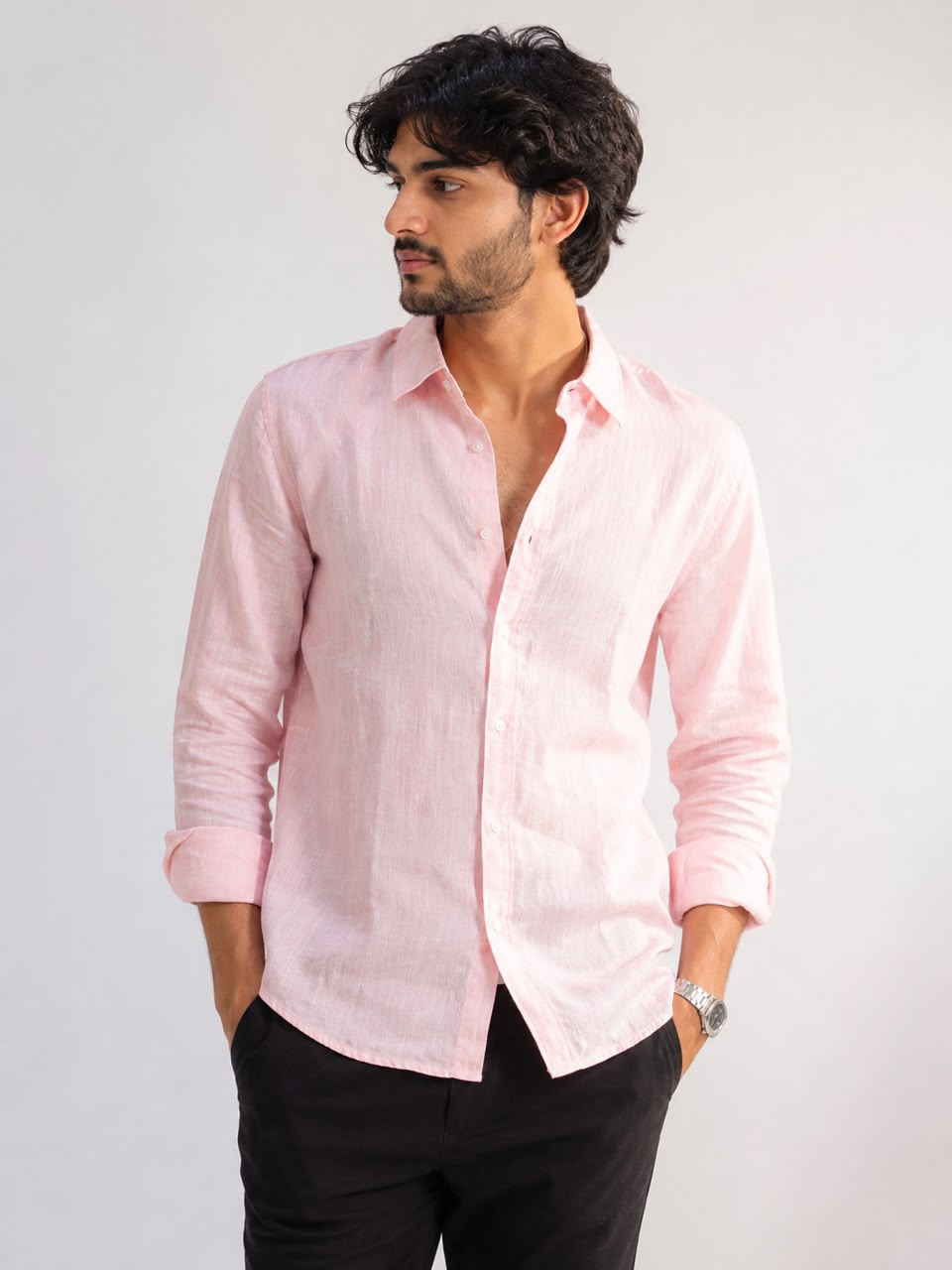Baby Pink Irish Linen Shirts