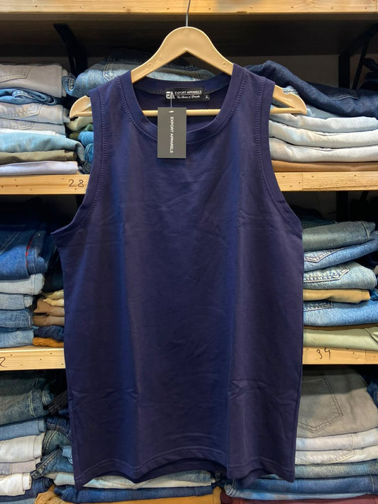 Men's Deep Navy Cotton Tank Top