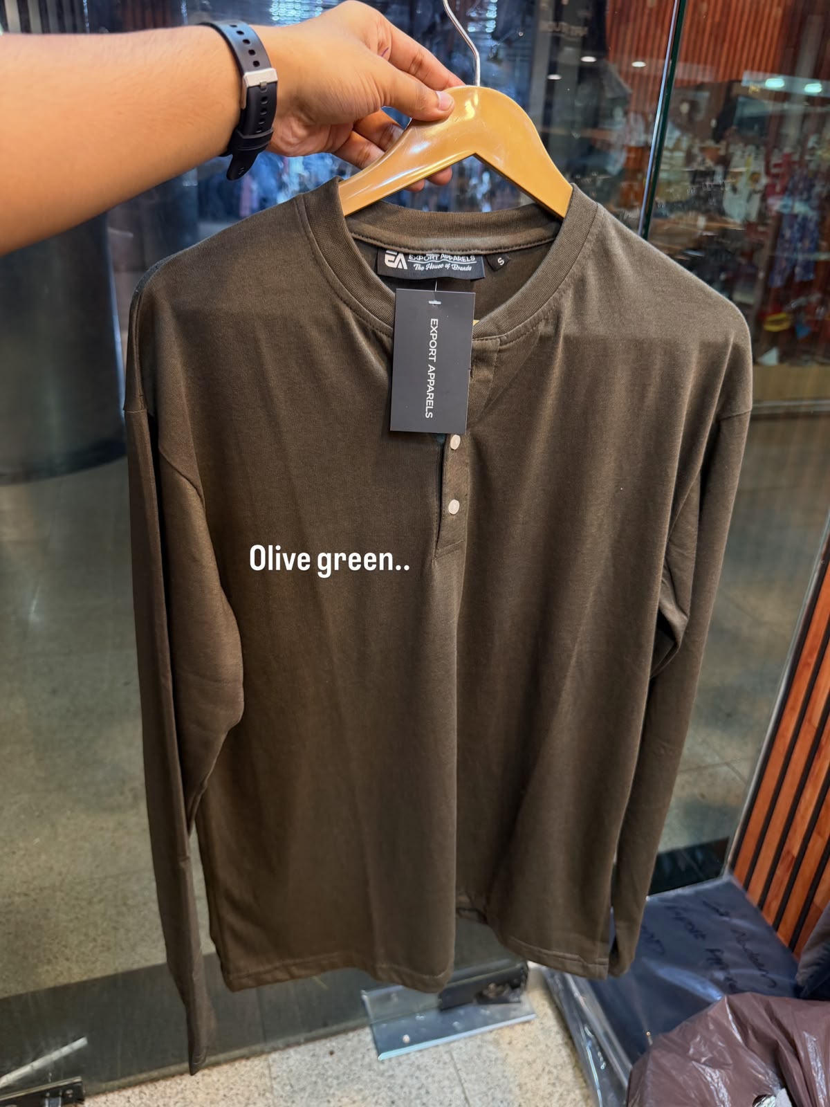 Henley Tee – Olive Green