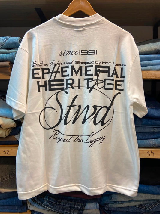Stwd Ephemeral Heritage Oversized Tee – White