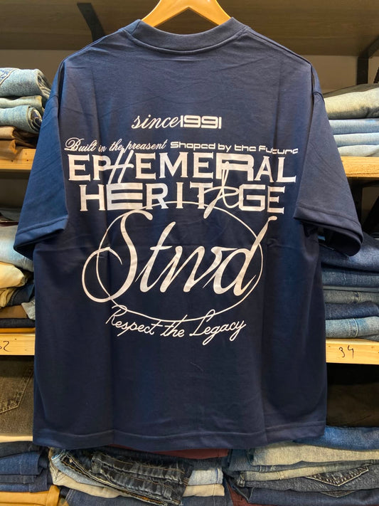 Stwd Ephemeral Heritage Oversized Tee – Navy