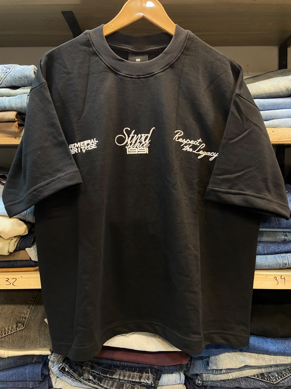 Stwd Ephemeral Heritage Oversized Tee – Jet Black