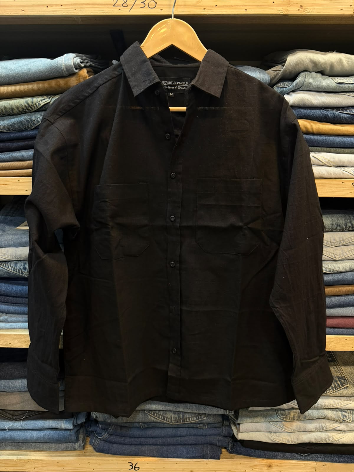 Irish Linen Oversized Crop Shirt – Black