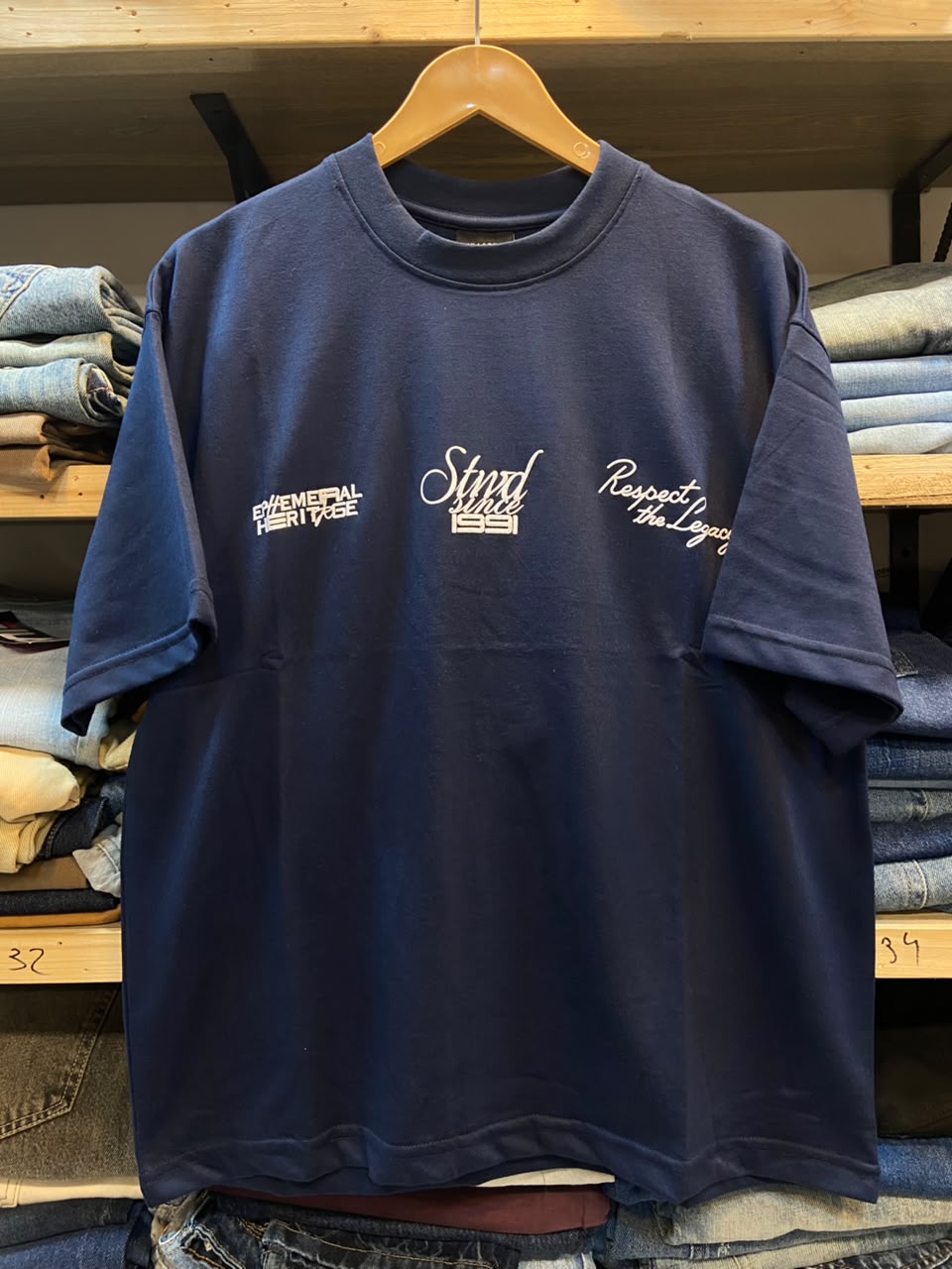 Stwd Ephemeral Heritage Oversized Tee – Navy