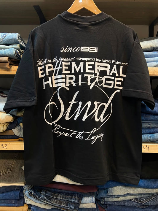 Stwd Ephemeral Heritage Oversized Tee – Jet Black